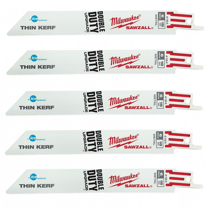 Hộp 5 lưỡi cưa kiếm Bi-Meta-Co dòng Thin Kerf Milwaukee dùng cho Inox, số răng 18 TPI, chiều dài từ 152 - 228mm