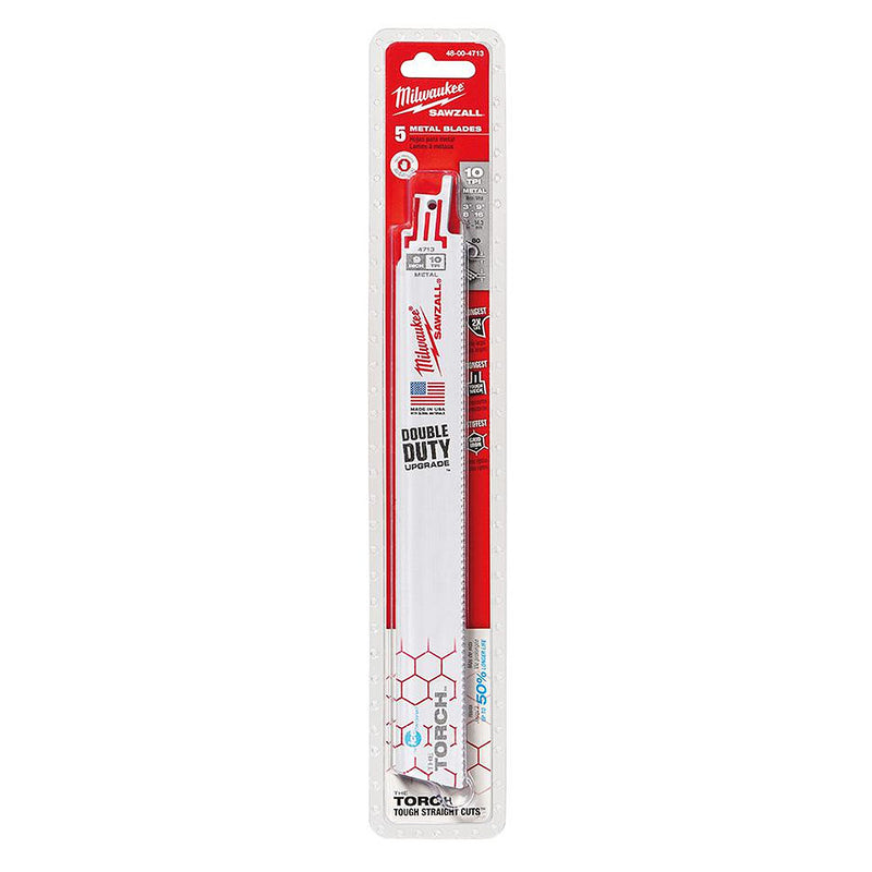Hộp 5 lưỡi cưa kiếm Bi-Metal-Co dòng The Torch Milwaukee dùng cho Inox, số răng 10 TPI , chiều dài từ 152 - 228mm