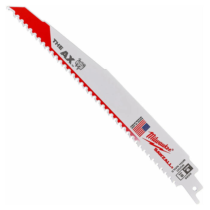 Hộp 5 lưỡi cưa kiếm TCT dòng The AX™ Milwaukee dùng cho gỗ, số răng 5 TPI, chiều dài từ 150 - 300mm