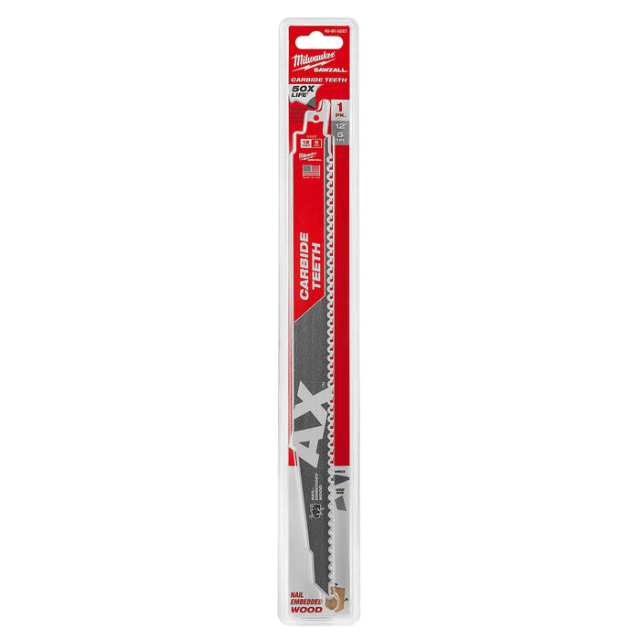 Lưỡi cưa kiếm TCT dòng The AX™ Milwaukee dùng cho gỗ, số răng 5 TPI, chiều dài từ 150 - 300mm