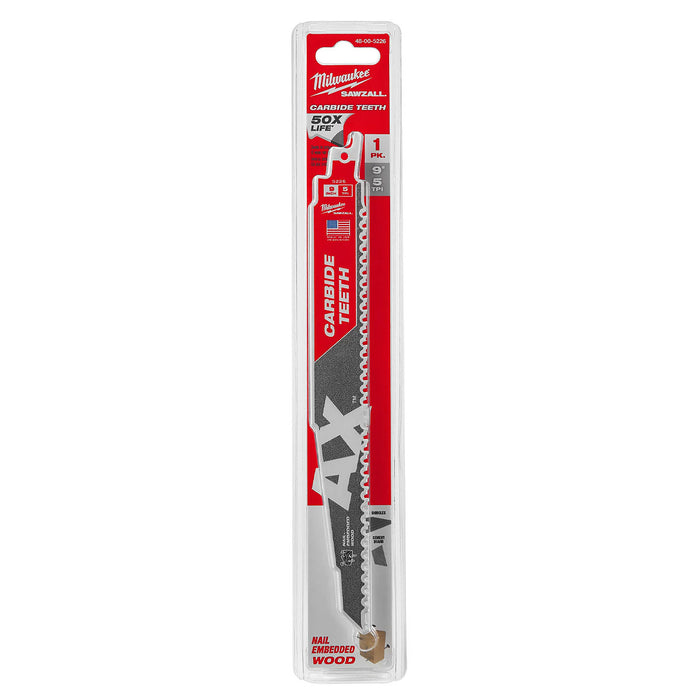 Lưỡi cưa kiếm TCT dòng The AX™ Milwaukee dùng cho gỗ, số răng 5 TPI, chiều dài từ 150 - 300mm