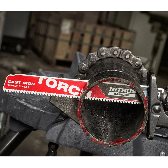 Lưỡi cưa kiếm TCT dòng The Torch Nitrus Carbide™ Milwaukee 48-00-5262 dùng cho Inox và kim loại dày, số răng 8 TPI, chiều dài 230mm