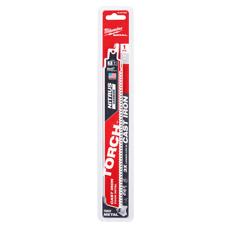 Lưỡi cưa kiếm TCT dòng The Torch Nitrus Carbide™ Milwaukee 48-00-5262 dùng cho Inox và kim loại dày, số răng 8 TPI, chiều dài 230mm