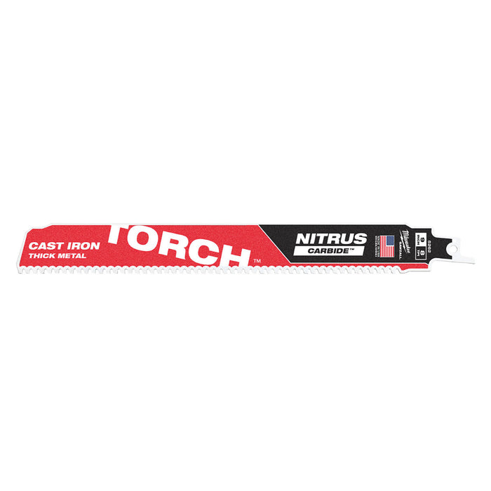 Lưỡi cưa kiếm TCT dòng The Torch Nitrus Carbide™ Milwaukee 48-00-5262 dùng cho Inox và kim loại dày, số răng 8 TPI, chiều dài 230mm