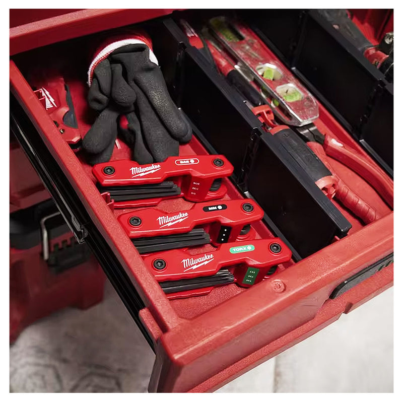 Bộ lục giác gập hệ mét 8 chi tiết Milwaukee 48-22-2182 kích thước từ 1.5mm - 8mm
