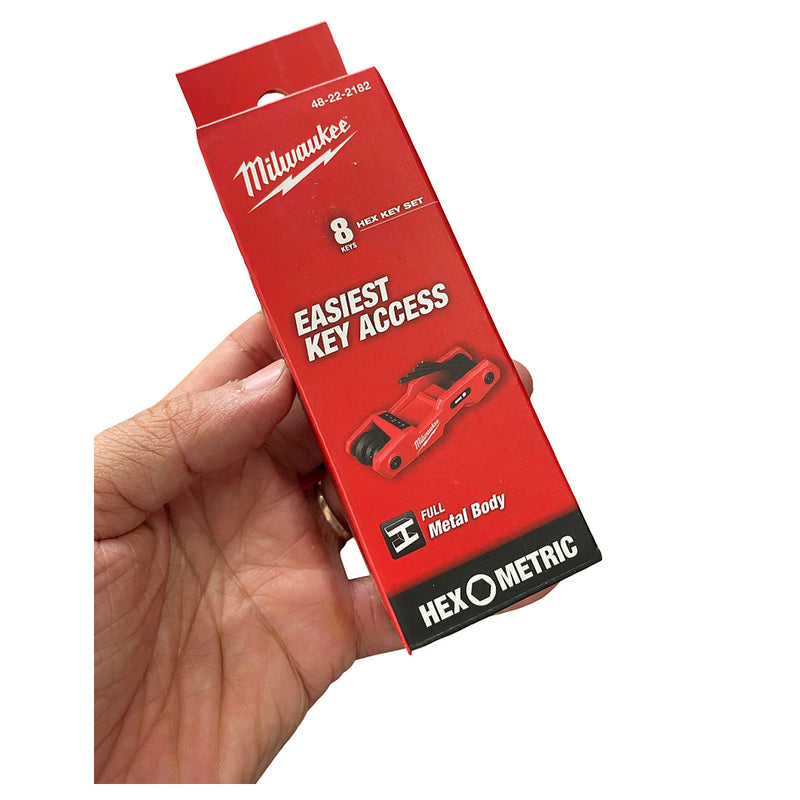 Bộ lục giác gập hệ mét 8 chi tiết Milwaukee 48-22-2182A kích thước từ 1.5mm - 8mm ( Bao bì mới )
