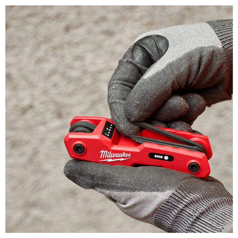 Bộ lục giác gập hệ mét 8 chi tiết Milwaukee 48-22-2182 kích thước từ 1.5mm - 8mm