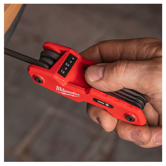 Bộ lục giác gập hệ mét 8 chi tiết Milwaukee 48-22-2182A kích thước từ 1.5mm - 8mm ( Bao bì mới )