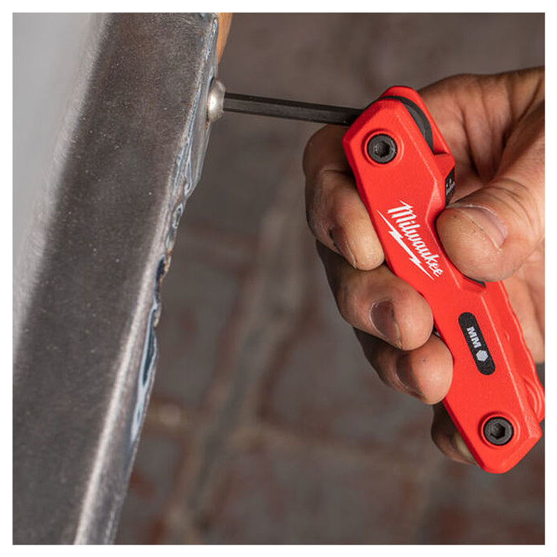 Bộ lục giác gập hệ mét 8 chi tiết Milwaukee 48-22-2182A kích thước từ 1.5mm - 8mm ( Bao bì mới )