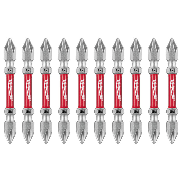 Vĩ 10 mũi vặn vít 2 đầu bake Milwaukee kích thước từ PH1 - PH3, chiều dài 65mm