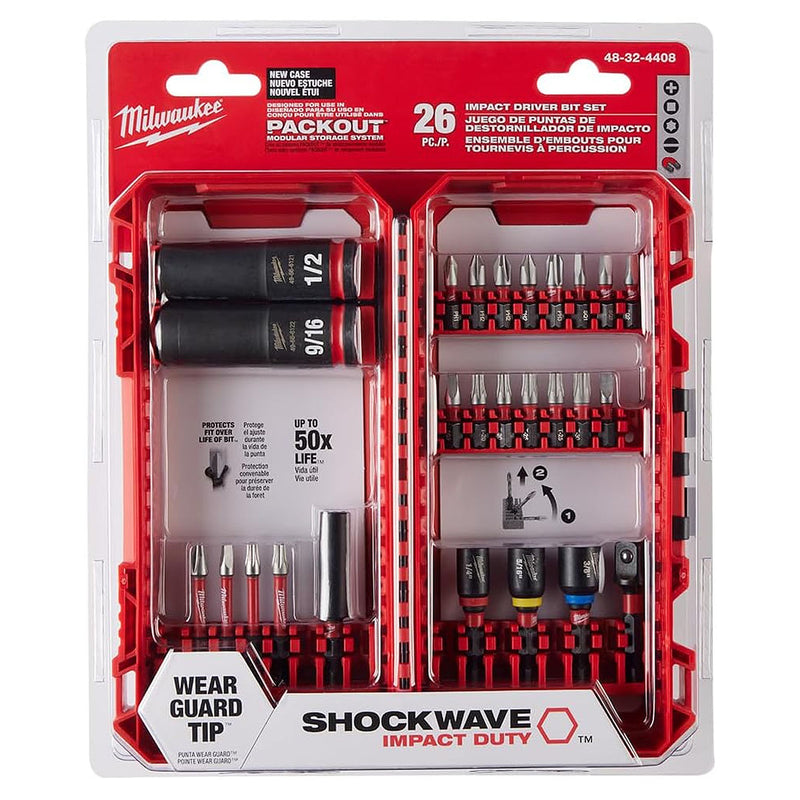Bộ mũi vặn vít 26 chi tiết SHOCKWAVE™ Milwaukee 48-32-4408 đuôi lục giác 6.35mm ( 1/4 inch )