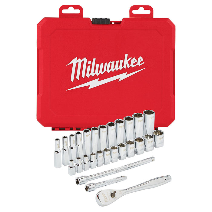 Bộ đầu tuýp và cần siết lực 28 chi tiết Milwaukee 4932464943 cốt 1/4 inch