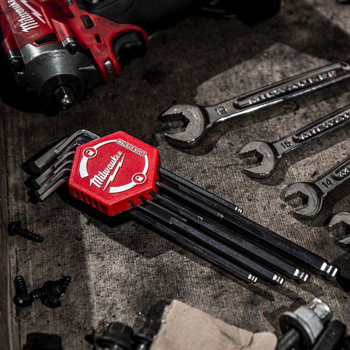 Bộ lục giác đầu bi hệ mét 9 chi tiết Milwaukee 4932 4786 21 kích thước từ 1.5mm - 10mm