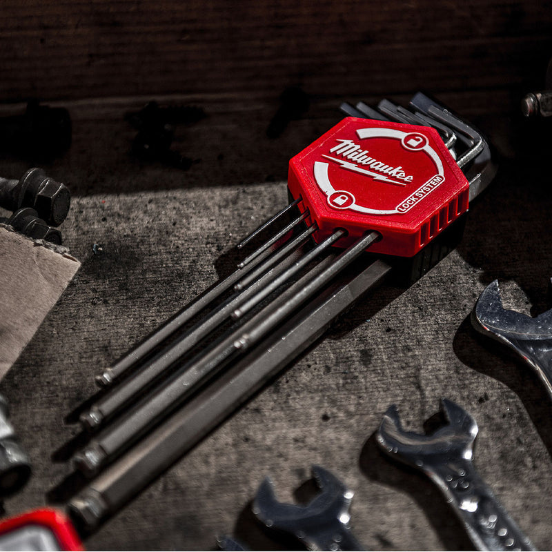 Bộ lục giác đầu bi hệ mét 9 chi tiết Milwaukee 4932 4786 21 kích thước từ 1.5mm - 10mm