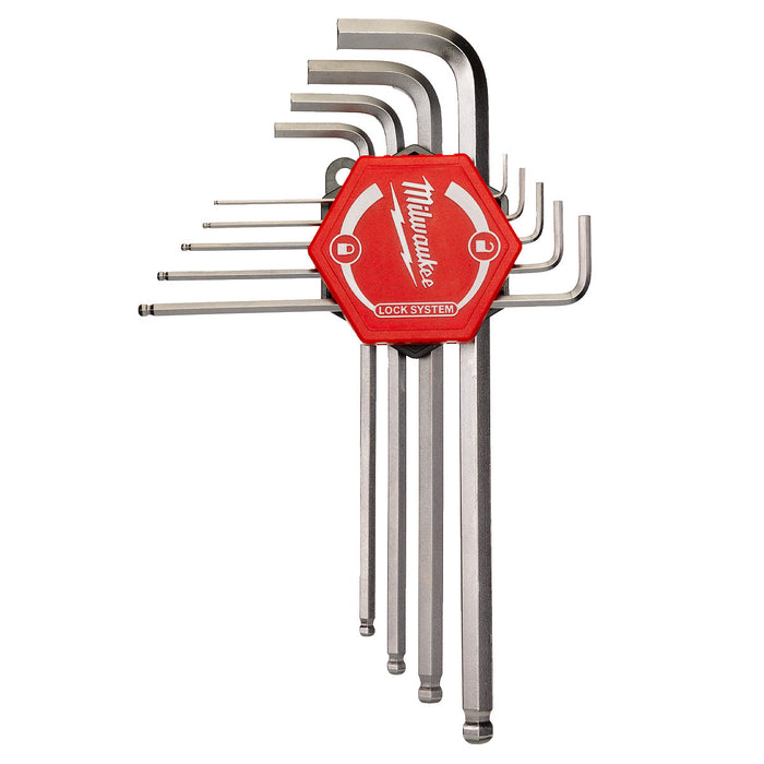 Bộ lục giác đầu bi hệ mét 9 chi tiết Milwaukee 4932 4786 21 kích thước từ 1.5mm - 10mm