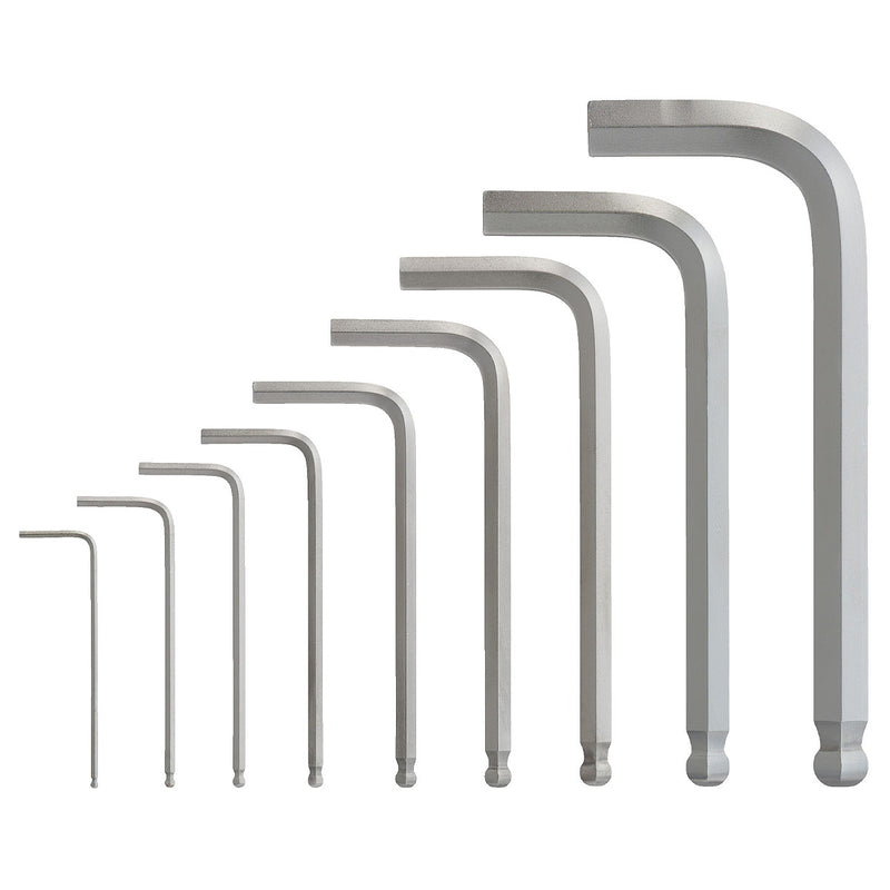 Bộ lục giác đầu bi hệ mét 9 chi tiết, thân ngắn Milwaukee 4932 4923 99 kích thước từ 1.5mm - 10mm