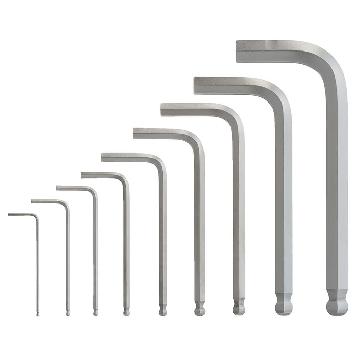 Bộ lục giác đầu bi hệ mét 9 chi tiết, thân ngắn Milwaukee 4932 4923 99 kích thước từ 1.5mm - 10mm