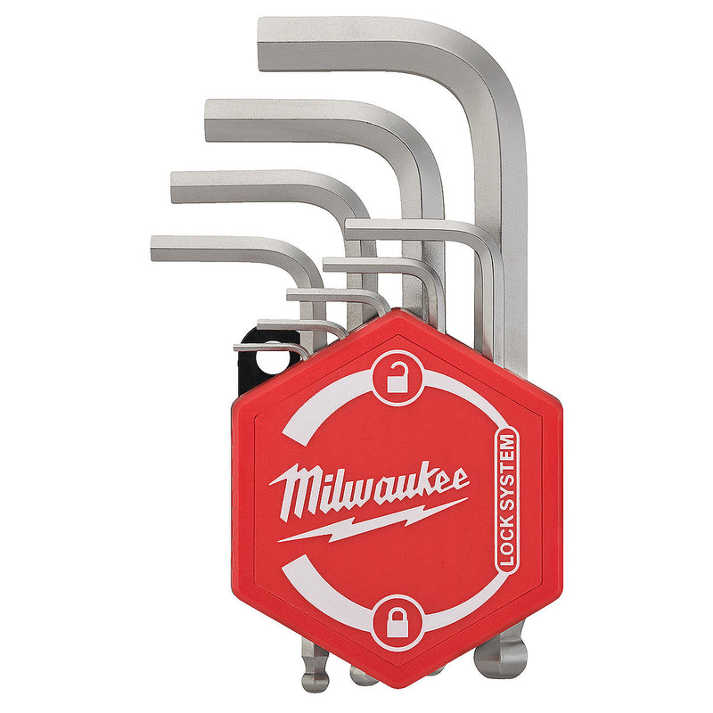 Bộ lục giác đầu bi hệ mét 9 chi tiết, thân ngắn Milwaukee 4932 4923 99 kích thước từ 1.5mm - 10mm