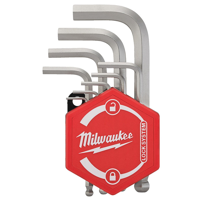 Bộ lục giác đầu bi hệ mét 9 chi tiết, thân ngắn Milwaukee 4932 4923 99 kích thước từ 1.5mm - 10mm