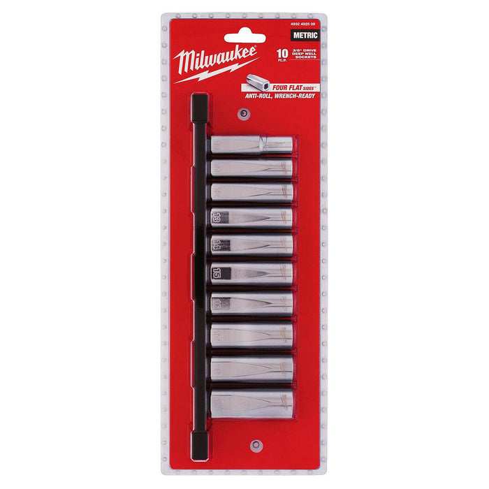 Bộ đầu tuýp 10 chi tiết Milwaukee 4932 4925 09 cốt 3/8 inch, chiều dài 77mm