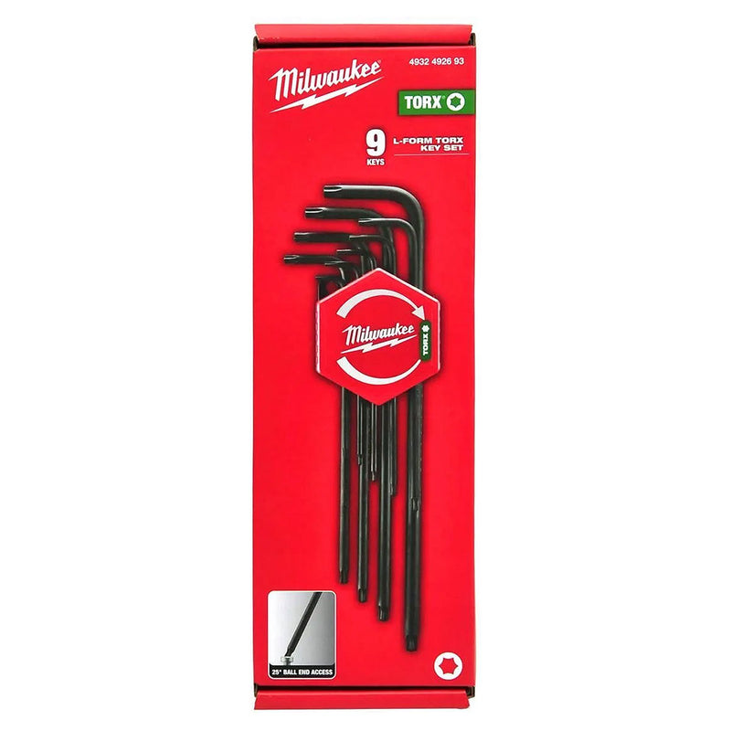 Bộ lục giác đầu sao 9 chi tiết Milwaukee 4932 4926 93 kích thước từ T8 - T40