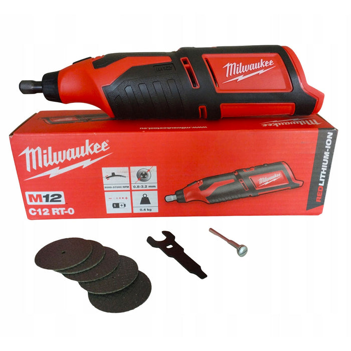 Máy mài khuôn Milwaukee C12 RT dùng Pin 12V, chấu bóp từ 0.8mm - 3.2mm