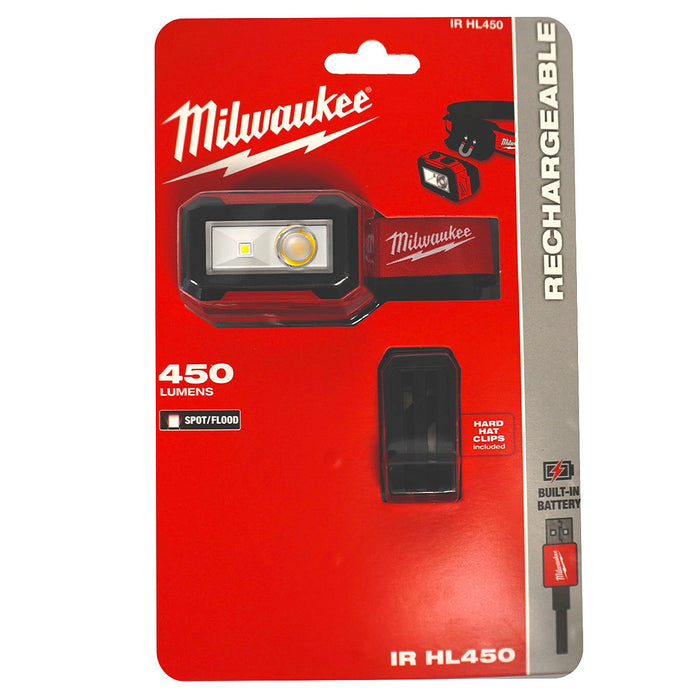 Đèn LED đội đầu Milwaukee IR HL450 dùng Pin sạc, độ sáng 450lm