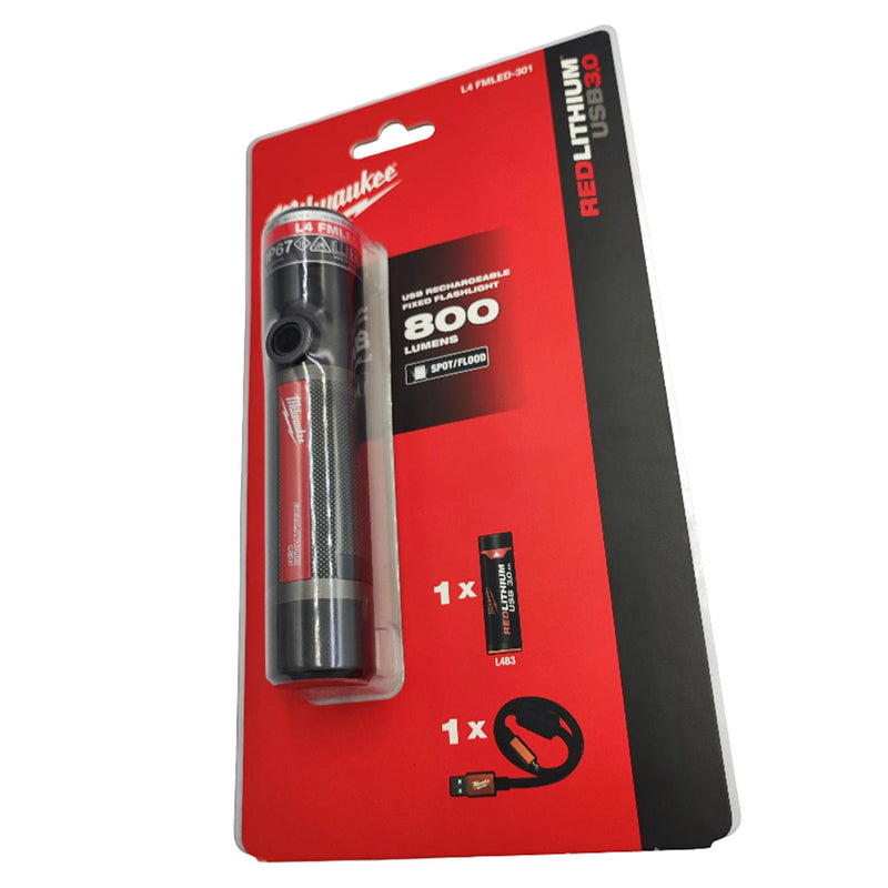 Đèn LED Milwaukee L4 FMLED-301 dùng Pin sạc, độ sáng 800lm