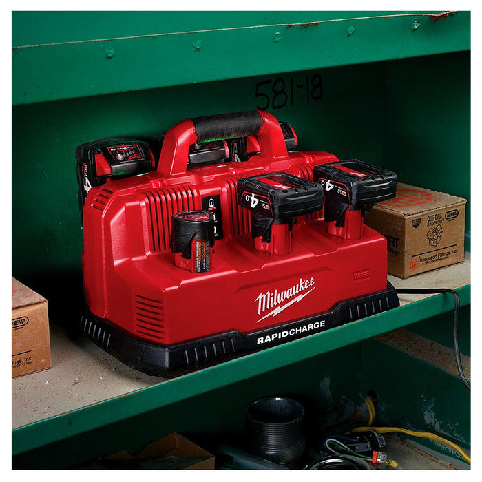 Đế sạc nhanh 6 cổng Rapid Charge Milwaukee M12-18C3 dùng cho Pin 18V và Pin 12V