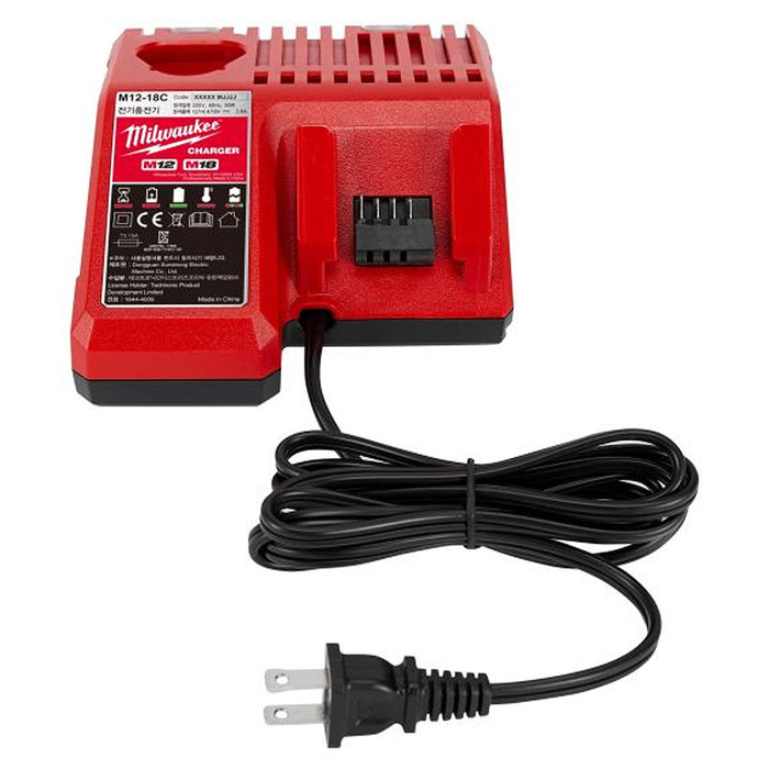 Đế sạc tiêu chuẩn Milwaukee M12-18C dùng cho Pin 18V và Pin 12V