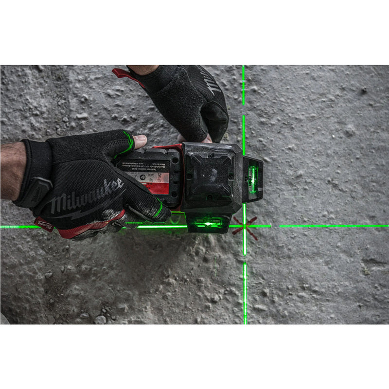 Máy cân mực Laser 3 tia xanh Milwaukee M12 3PL dùng Pin 12V, phạm vi hiển thị 38m