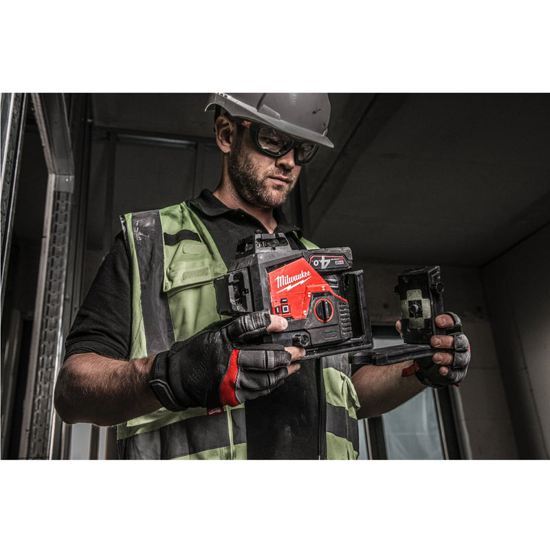 Máy cân mực Laser 3 tia xanh Milwaukee M12 3PL dùng Pin 12V, phạm vi hiển thị 38m