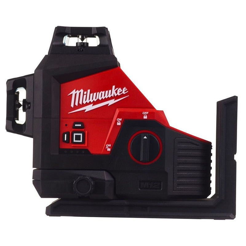 Máy cân mực Laser 3 tia xanh Milwaukee M12 3PL dùng Pin 12V, phạm vi hiển thị 38m