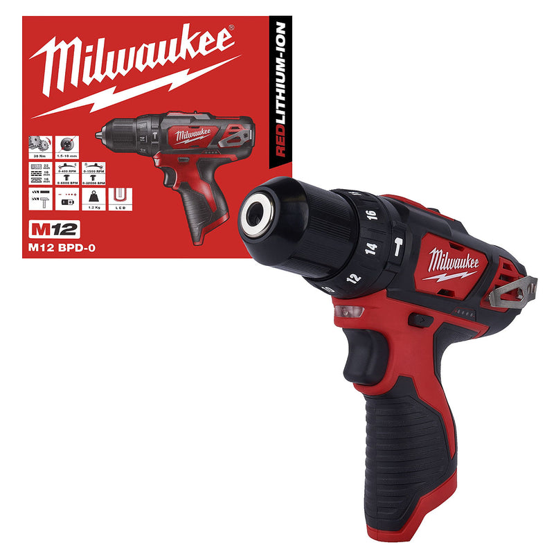 Máy khoan búa Milwaukee M12 BPD dùng Pin 12V, đầu kẹp 10mm