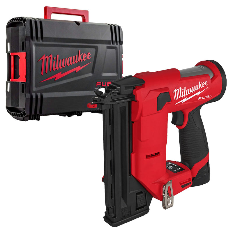 Máy bắn đinh chỉ trơn Milwaukee M12 FCN18GS dùng Pin 12V, kích thước đinh 15-38mm