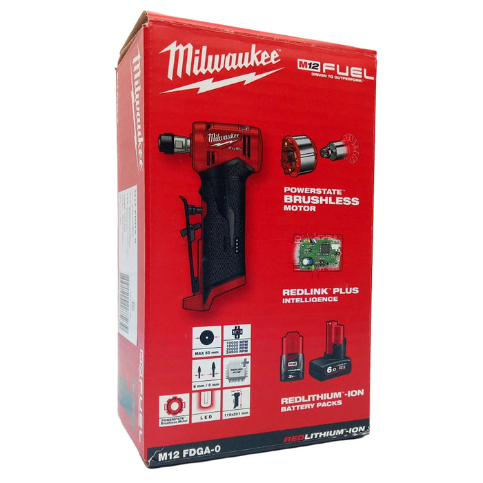 Máy mài khuôn góc Milwaukee M12 FDGA dùng Pin 12V, chấu bóp 6mm, 8mm công tắc bóp