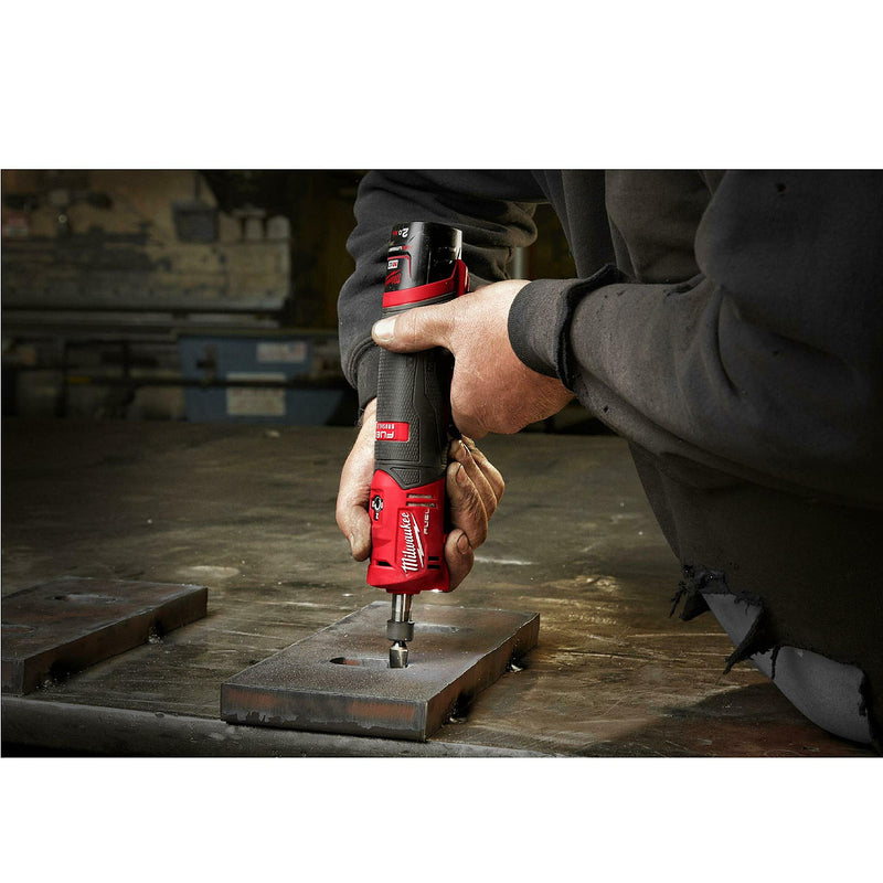 Máy mài khuôn Milwaukee M12 FDGS dùng Pin 12V, chấu bóp 6mm, 8mm công tắc bóp