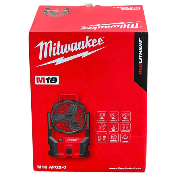 Quạt làm mát Milwaukee M18 AFG2 dùng Pin 18V hoặc điện AC/220V, đường kính cánh quạt 180mm