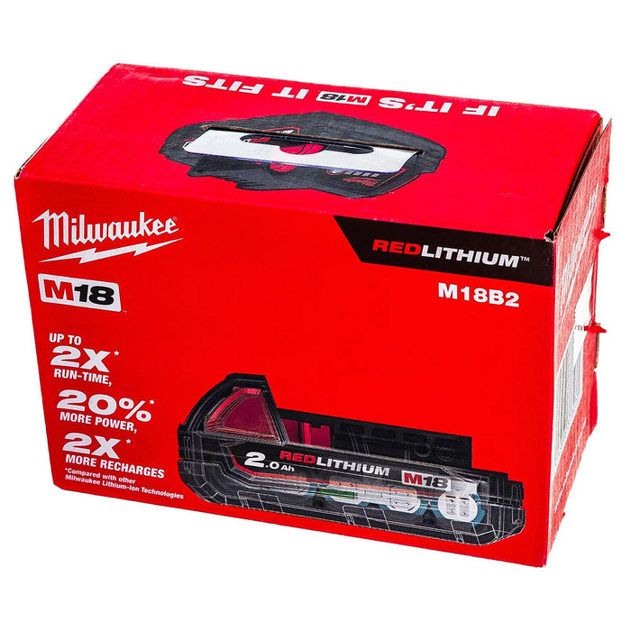 Pin 18V RedLithium Milwaukee M18 B2 dung lượng 2.0Ah