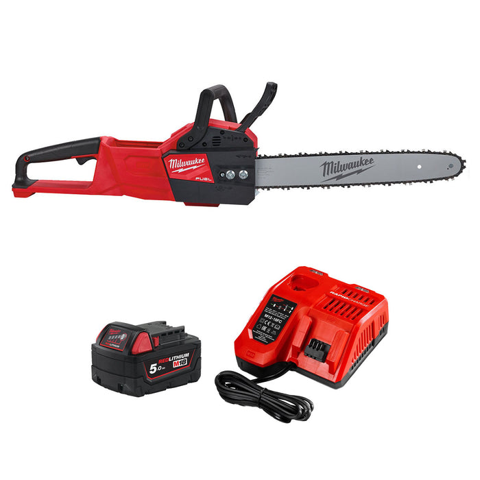 Bộ combo máy cưa xích Milwaukee M18 FCHS kèm 1 pin 5.0Ah và 1 sạc nhanh M12-18FC