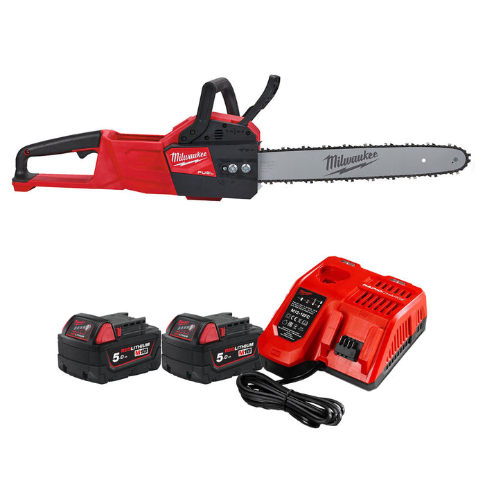 Bộ combo máy cưa xích Milwaukee M18 FCHS kèm 2 pin 5.0Ah và 1 sạc nhanh M12-18FC