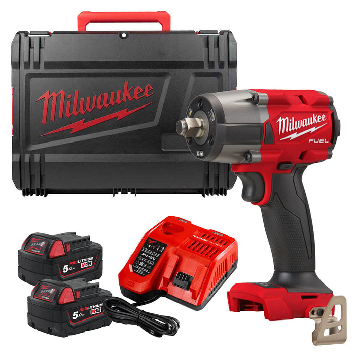 Bộ combo Máy siết bu lông Milwaukee M18 FMTIW2F12  kèm 2 pin 5.0Ah và 1 sạc nhanh M12-18FC