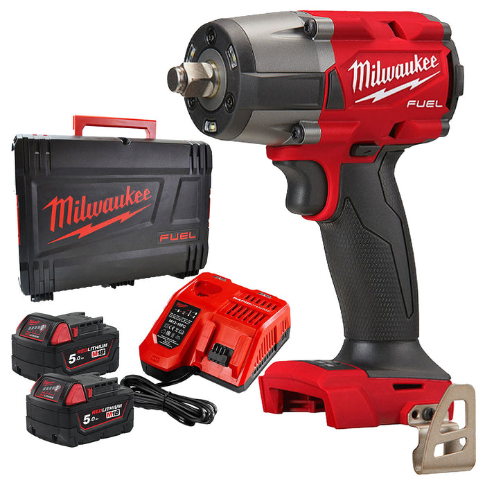 Bộ combo Máy siết bu lông Milwaukee M18 FMTIW2F12  kèm 2 pin 5.0Ah và 1 sạc nhanh M12-18FC