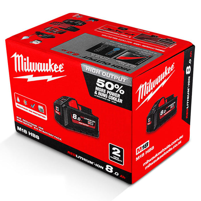 Pin 18V Redlithium, dòng High Output Milwaukee M18 HB8 dung lượng 8.0Ah