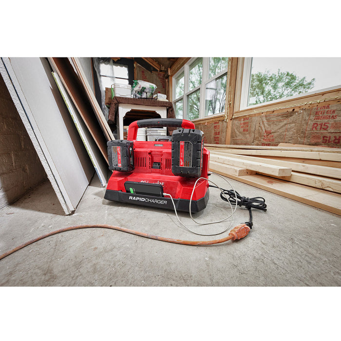 Đế sạc nhanh 6 cổng, tích hợp cổng sạc USB-A Rapid Charge Milwaukee M18 PC6 dùng cho Pin 18V