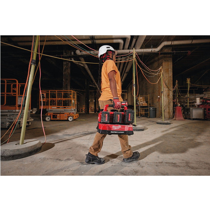 Đế sạc nhanh 6 cổng, tích hợp cổng sạc USB-A Rapid Charge Milwaukee M18 PC6 dùng cho Pin 18V