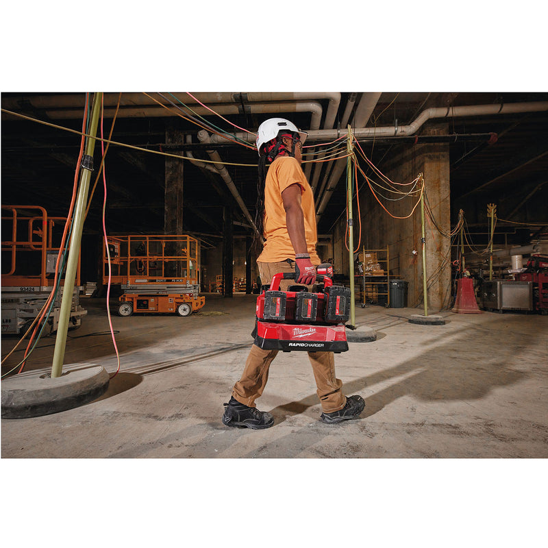 Đế sạc nhanh 6 cổng, tích hợp cổng sạc USB-A Rapid Charge Milwaukee M18 PC6 dùng cho Pin 18V