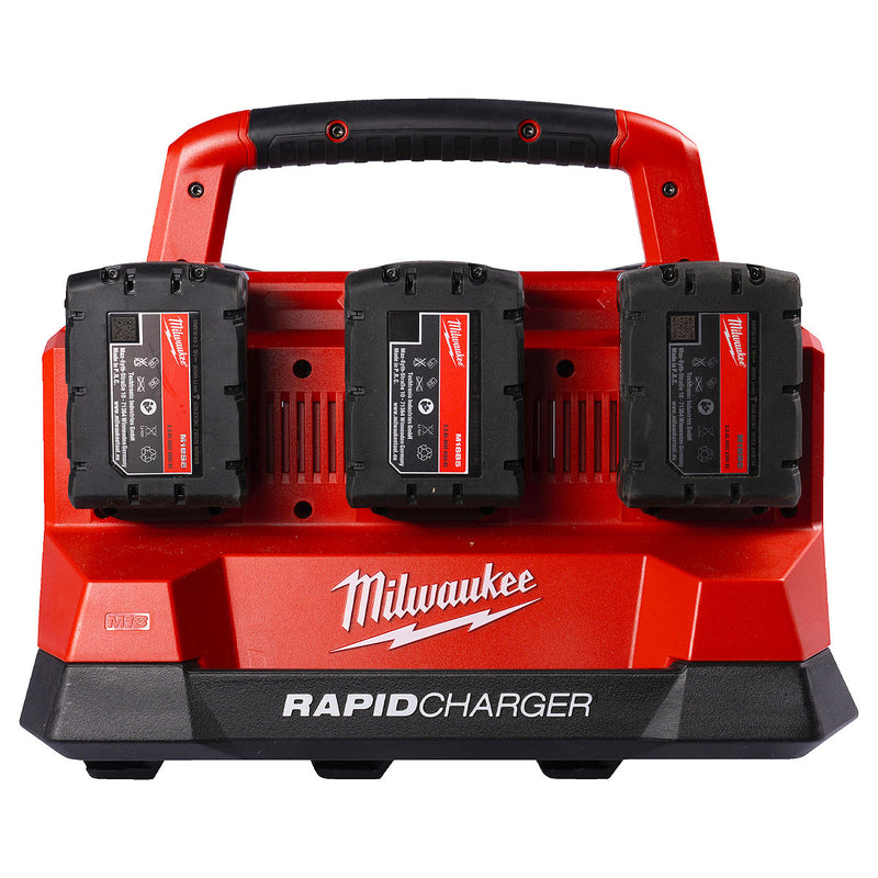 Đế sạc nhanh 6 cổng, tích hợp cổng sạc USB-A Rapid Charge Milwaukee M18 PC6 dùng cho Pin 18V