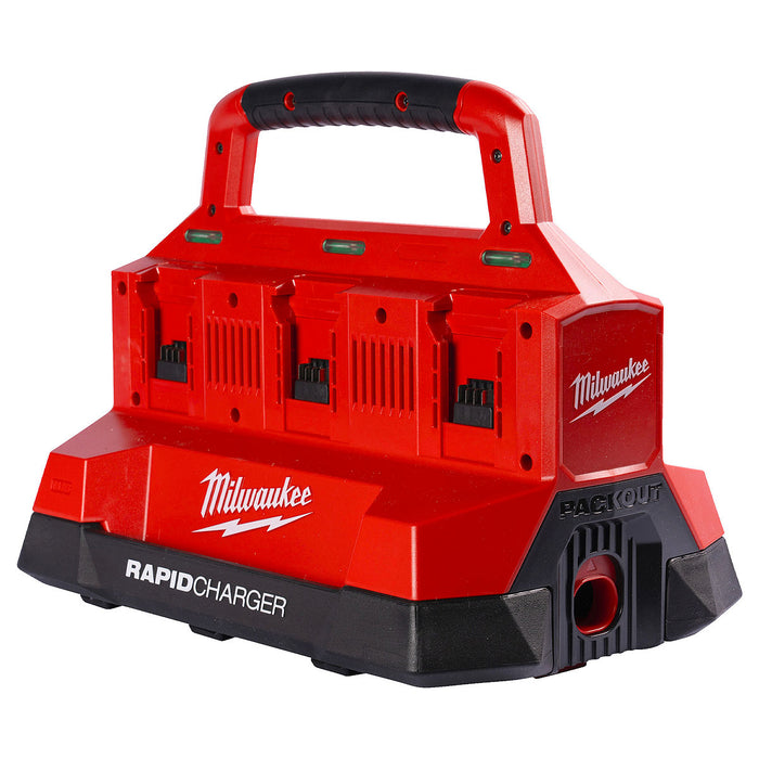 Đế sạc nhanh 6 cổng, tích hợp cổng sạc USB-A Rapid Charge Milwaukee M18 PC6 dùng cho Pin 18V