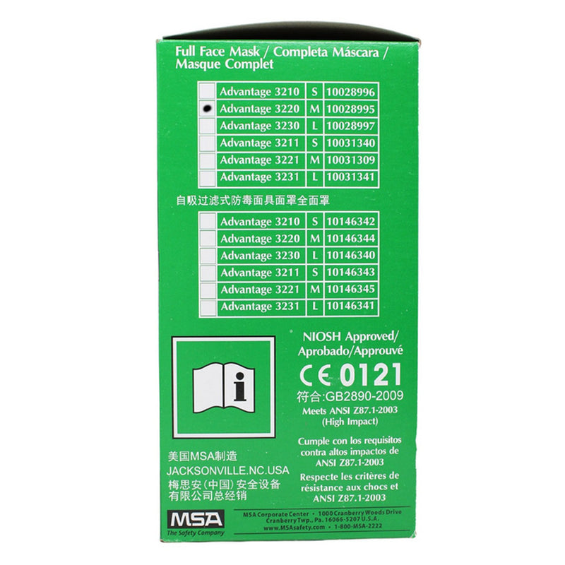 Mặt nạ phòng độc, 2 phin lọc, loại che toàn mặt Advantage 3200 MSA 10028995 chuẩn kết nối Bayonet ( Ngàm xoay )